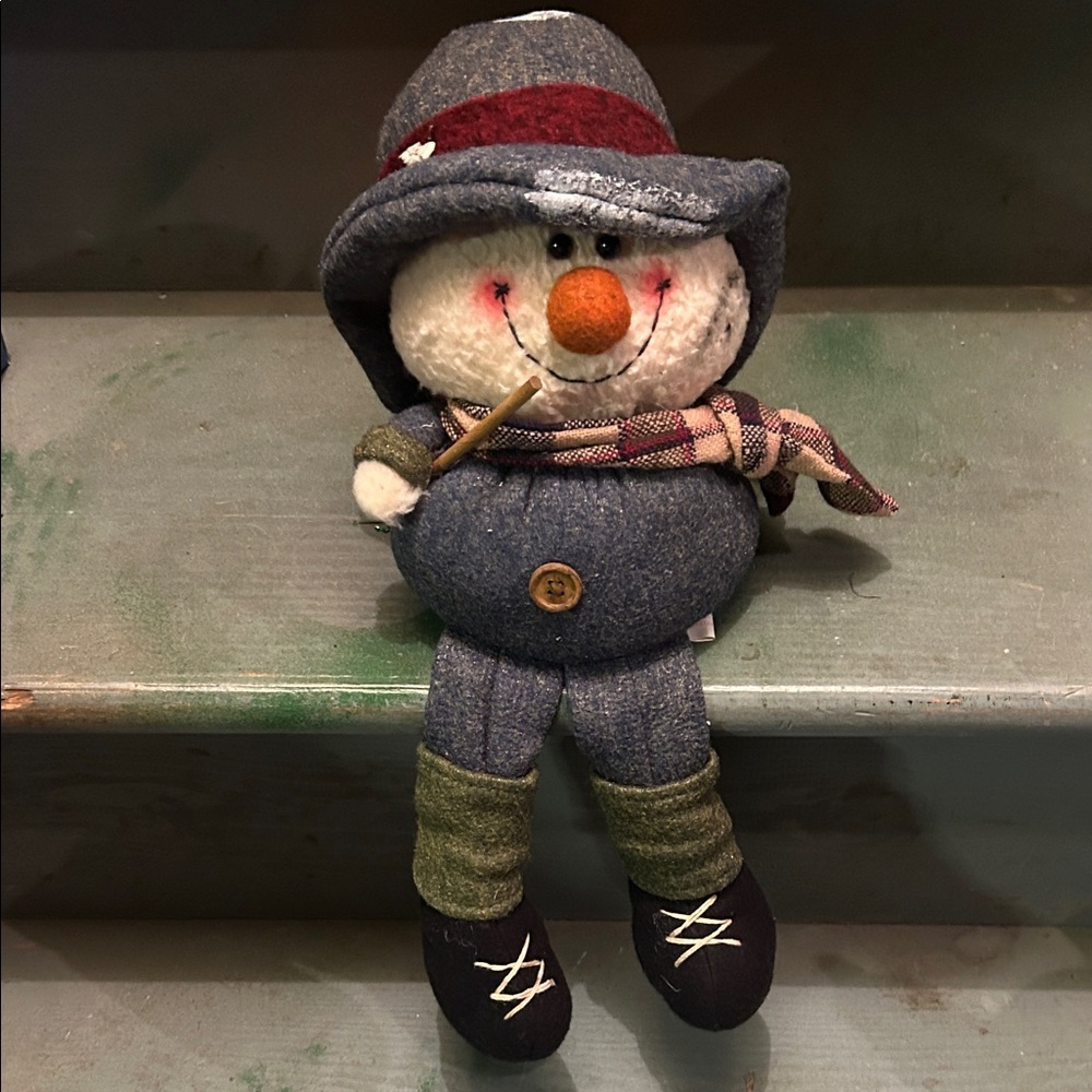 Charming Snowman Plush with Gray Hat and Scarf